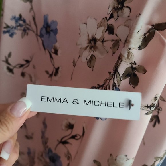 EMMA & Michele Pink Floral Satin Slip Dress Size M - Picture 13 of 16